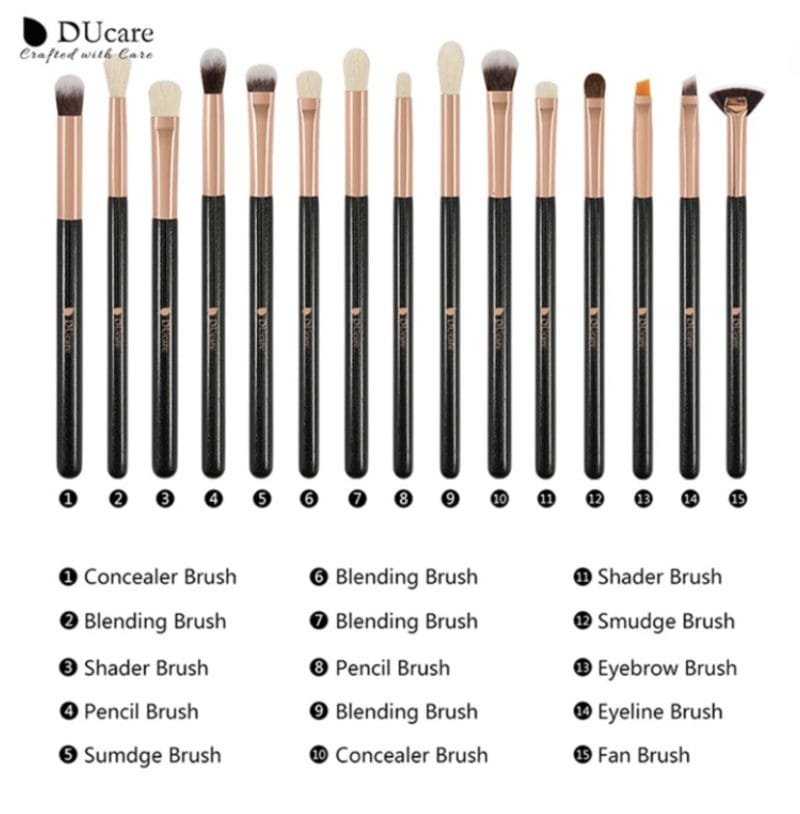 Ducare Mini - 15 in 1 Makeup Brushes Set - Black - Image 4