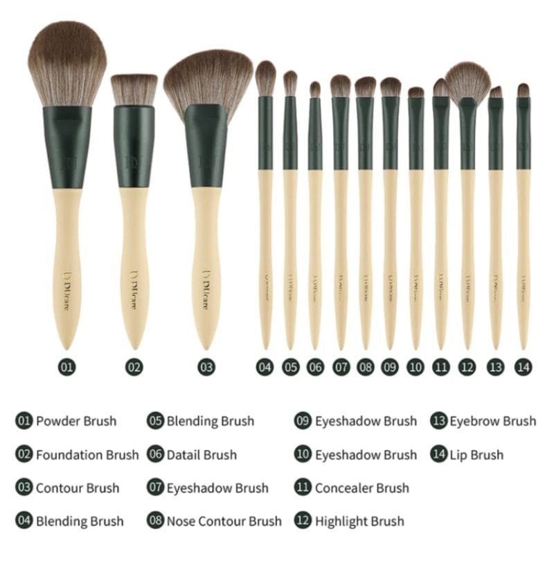 Ducare Mojito - 14pcs Makeup Brushes set with Makeup Sponges - Image 7