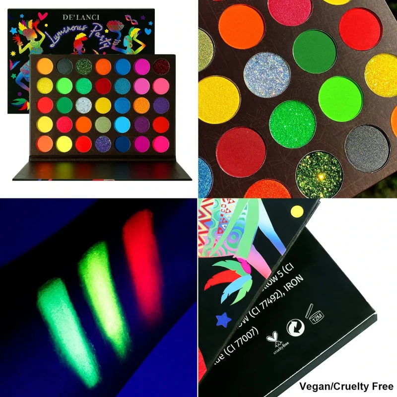 Delanci Luminous Party New 35 Color Eye Shadow Uv Glow - Image 2
