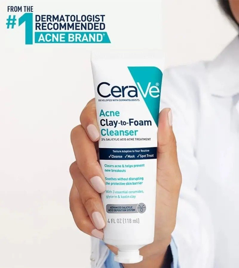 CeraVe Acne Clay To Foam Cleanser – (118ml) - Image 4
