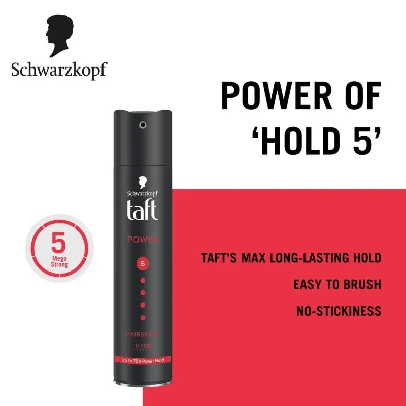 Schwarzkopf Taft Power Hair Lacquer Mega Strong 5 Hair Spray – (250ml) - Image 5