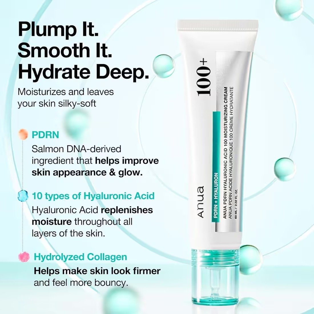Anua PDRN Hyaluron Acid 100+ Moisturizing Cream – (60ml) - Image 3