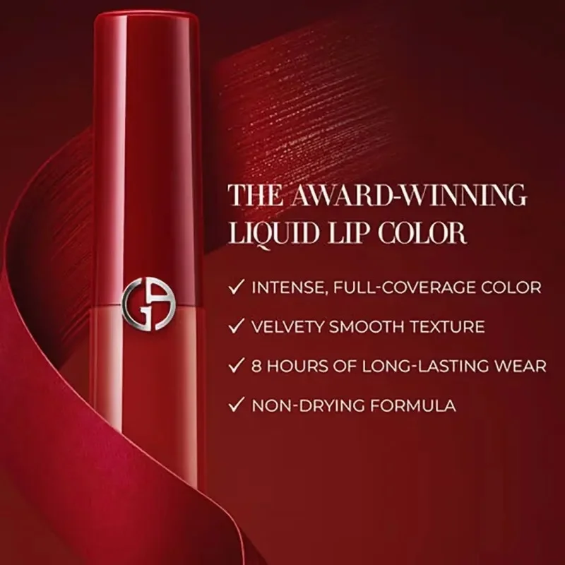 Giorgio Armani Lip Maestro Velvet Liquid Lipstick – 201 Dark Velvet (6.5ml) - Image 2