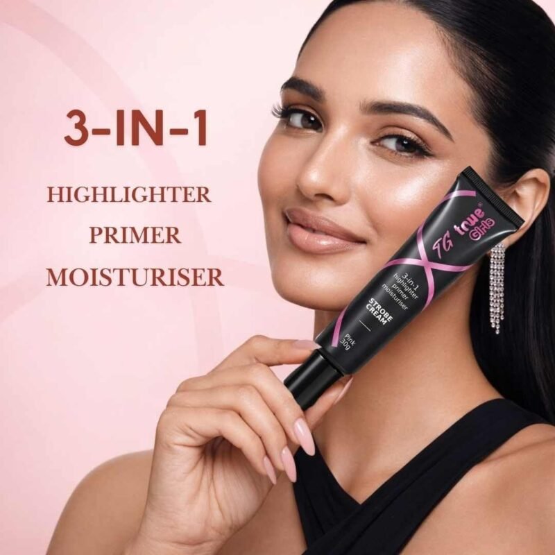 True Girls Strobe Cream 3-in-1 Highlighter, Primer & Moisturiser – Pink (30g) - Image 2
