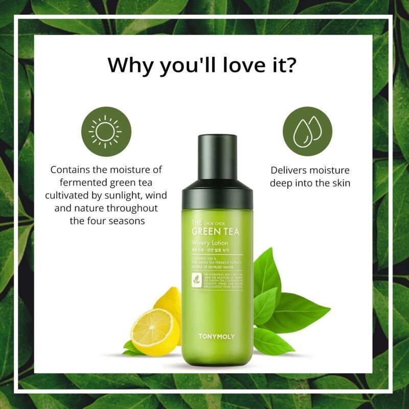 TONYMOLY The Chok Chok Green Tea Watery Lotion – (160ml) - Image 3